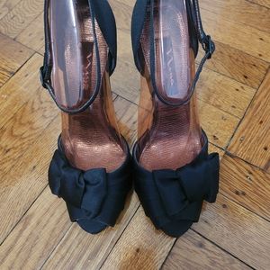 Nina Elegant Black Heels with Bow Detail